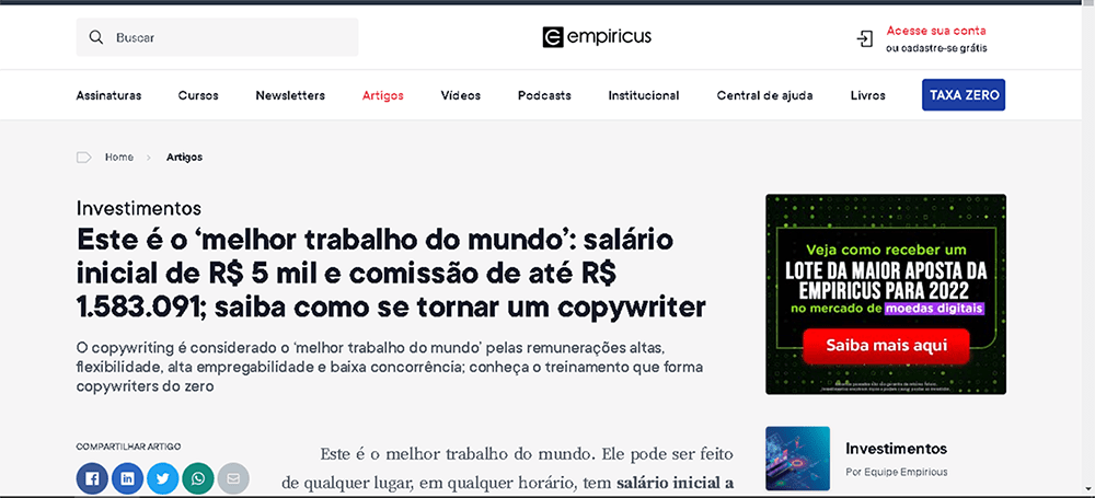 Copywriter o melhor emprego do mundo | Curso Copywriting